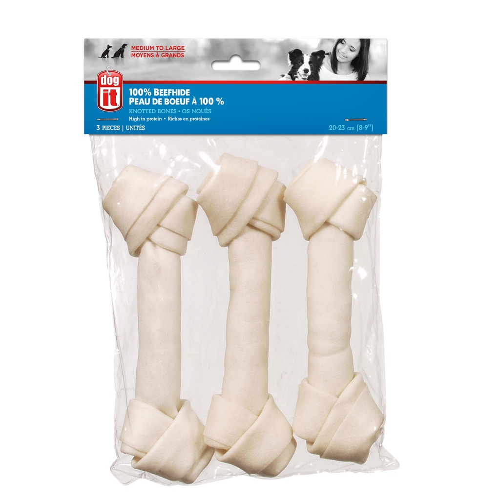 HUESO PERRO ANUDADO BLANCO 8&quot; 3/1