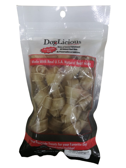 HUESO PERRO ANUDADO NATURAL 2.5&quot; 12/1