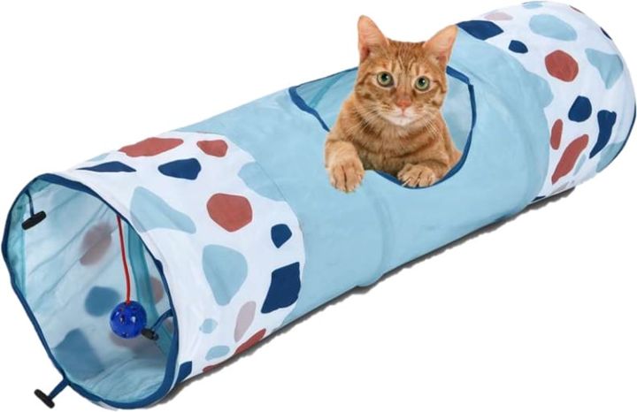 JUGUETE GATO TUNEL PLEGABLE C/SONIDO Y CASCABEL