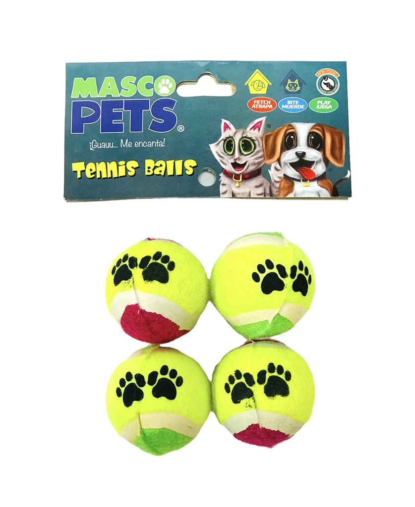 JUGUETE GATO Y PERRO MINI BOLA DE TENIS 4/1