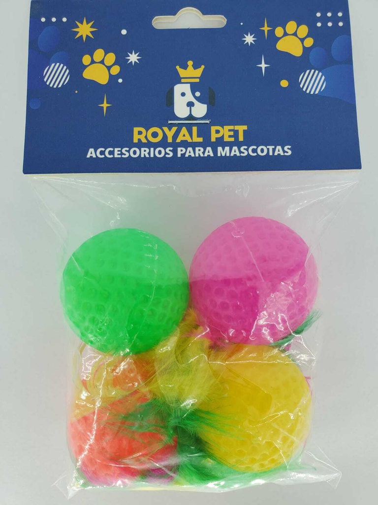 JUGUETE GATO PELOTA C/PLUMAS 4/1