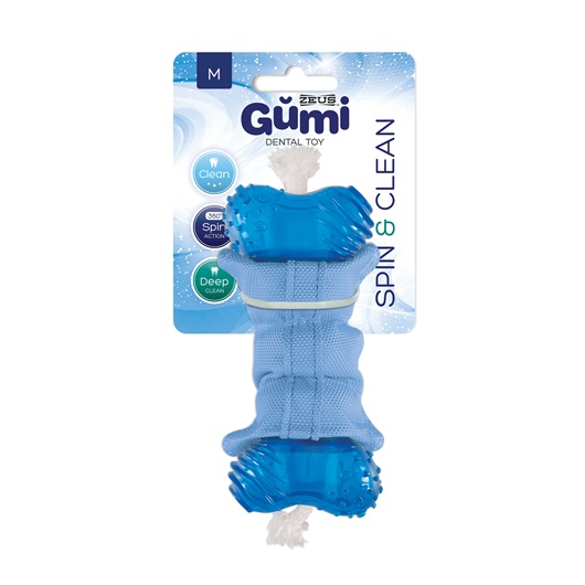 JUGUETE PERRO GUMI SPIN &amp; CLEAN MEDIUM