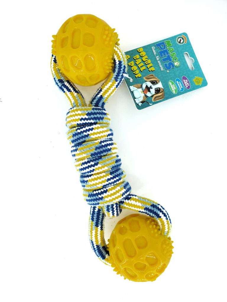 JUGUETE PERRO PELOTA DOBLE Y SOGA