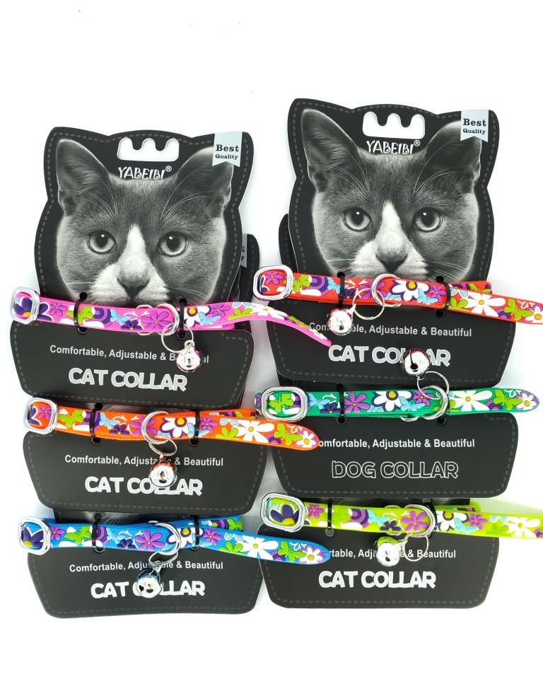 COLLAR GATO NYLON AJUST. C/CASCABEL 3/8&quot;7-11&quot;