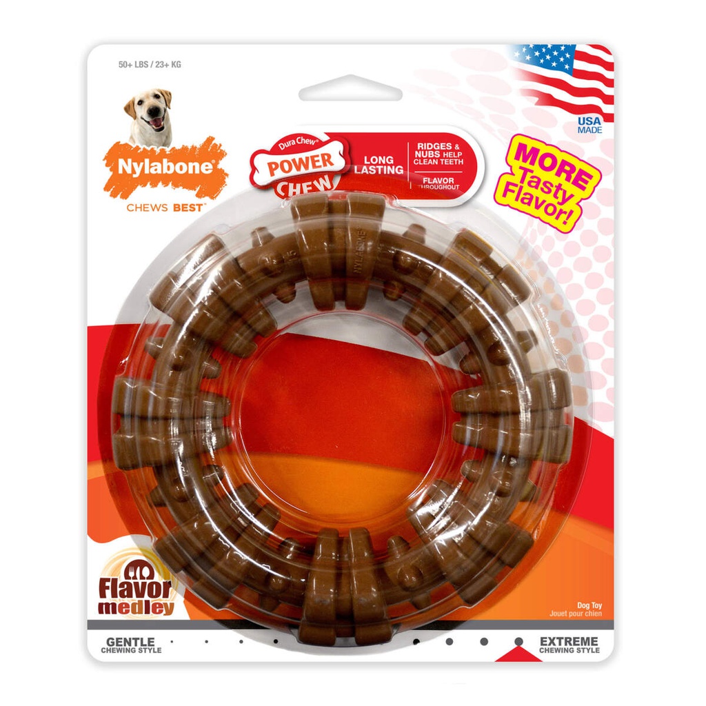 JUGUETE NYLABONE POWER CHEW 6&quot; +50LBS MEZCLA SABORES