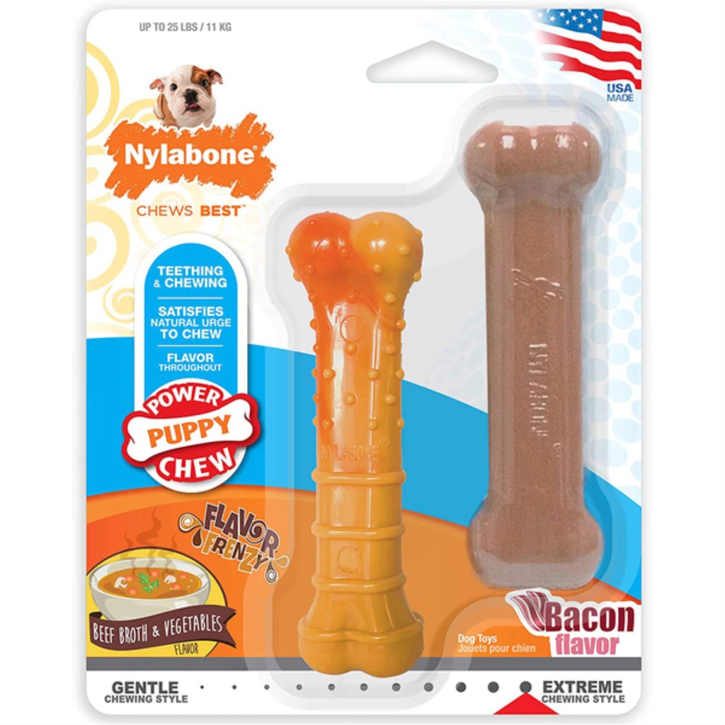 JUGUETE NYLABONE POWER PUPPY CHEW 4.5&quot; &lt;25LBS 2/1