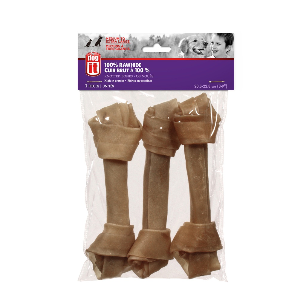 HUESO PERRO ANUDADO NATURAL 8-9&quot; 3/1