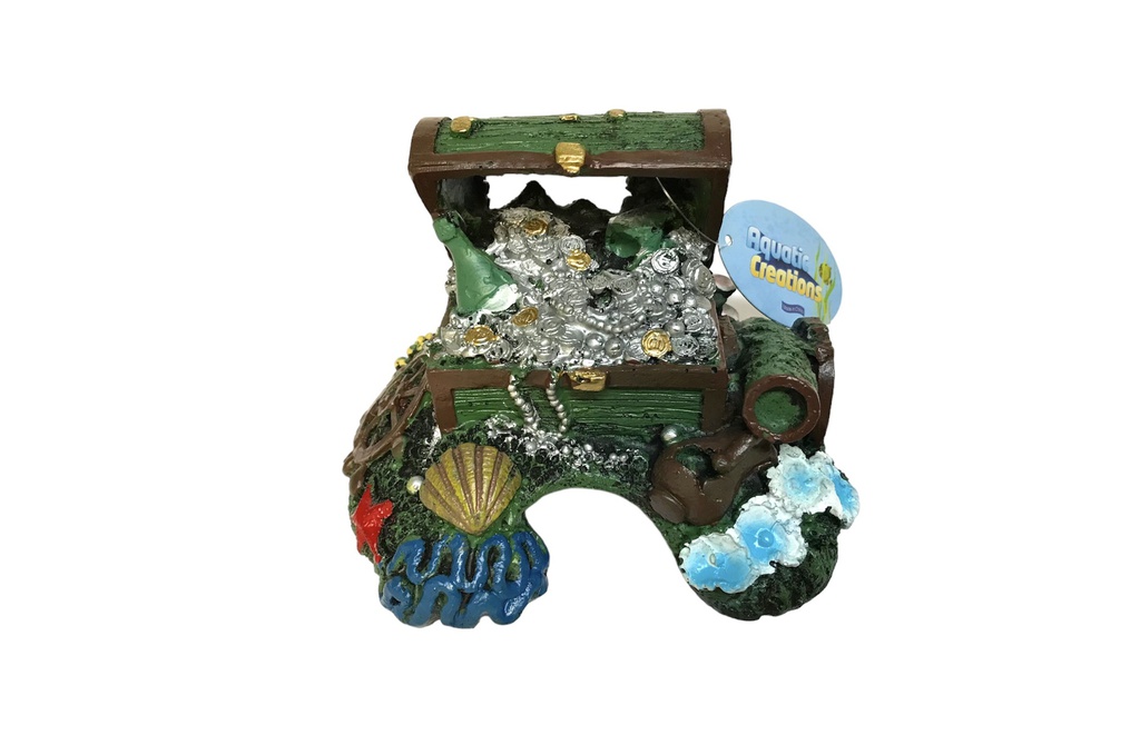 ADORNO ACUARIO RESINA COFRE 6&quot;