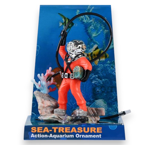 [O-50C] ADORNO ACUARIO BUZO CON TESORO Y MANGUERA