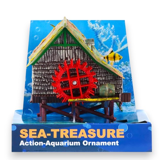 [O-49C] ADORNO ACUARIO CASITA CON MOLINO