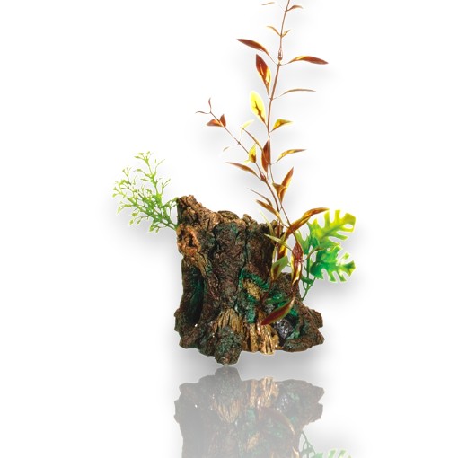 [12061] ADORNO ACUARIO RESINA TRONCO MEDIUM C/ PLANTA 4&quot;
