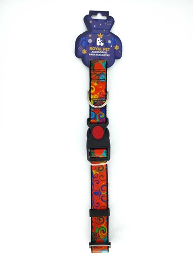 [23914] COLLAR NYLON AJUSTABLE S 1/2&quot;X9&quot;-12&quot; ESPIRALES DE COLORES