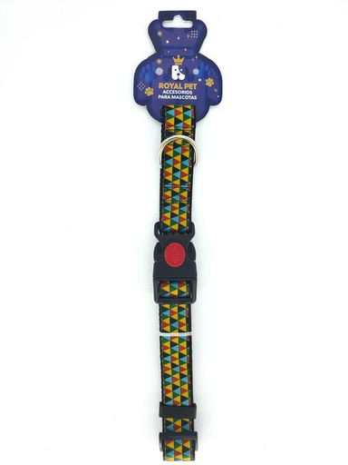 [23931] COLLAR NYLON AJUSTABLE XL 1&quot;X16&quot;-26&quot; TRIANGULOS AMARILLOS