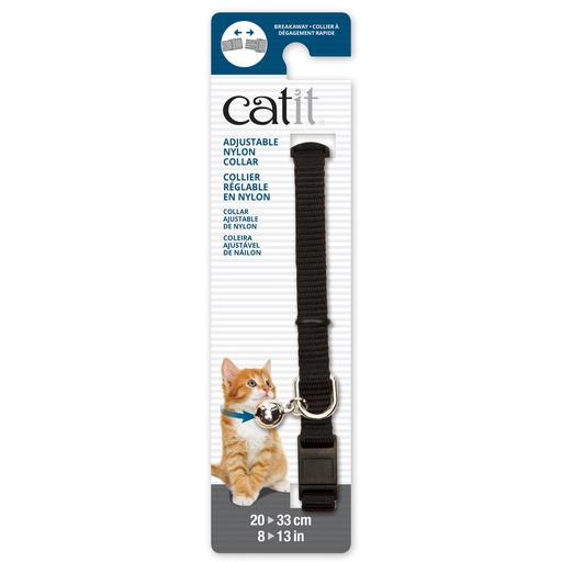 [55302] COLLAR GATO NYLON AJUSTABLE CASCABEL 3/8&quot;X8-13&quot; NEGRO