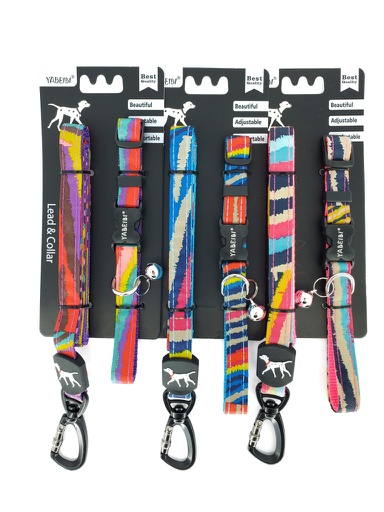 [N024] COLLAR Y PASEADOR ARCOIRIS M 5/8 x 48&quot; SURTIDO