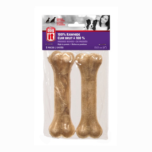 [71335] HUESO PERRO NATURAL 6&quot; 2/1 CRUDO