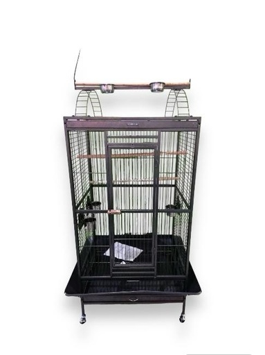 [BE-15] JAULA AVE XL CUADRADA C/AREA DE JUEGO (32&quot;X24&quot;X61&quot;)