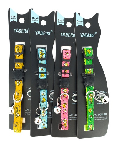 [M009] COLLAR GATO NYLON AJUST. C/CASCABEL 3/8&quot;7-11&quot;