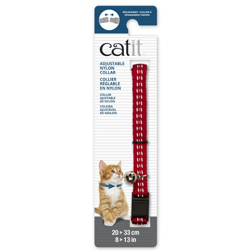 [XX55180] COLLAR GATO NYLON AJUSTABLE CASCABEL 3/8&quot;X8-13&quot; ROJO