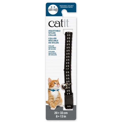[55181] XXCOLLAR GATO NYLON AJUSTABLE CASCABEL 3/8&quot;X8-13&quot; NEGRO